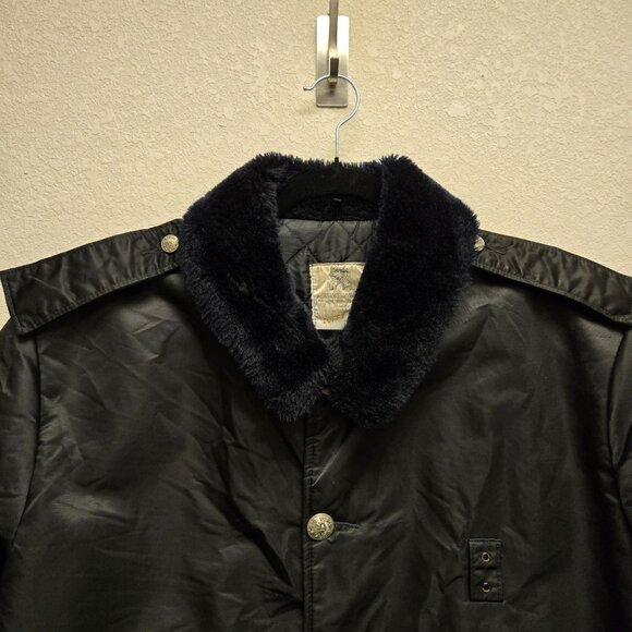 Vintage Horace Small Tuffy Jac Black Quilted Bomber Jacket Satin Flight Police G - Picture 7 of 14